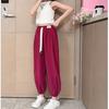 Girls' Pants Summer Children's Ice Silk Mosquito Proof Pants Summer Clothes Long Pants Sun Protection Thin Design Drawstring Cuffs