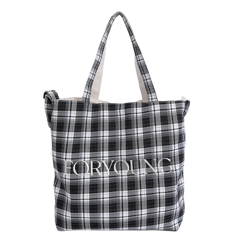 IELGY Ladies Messenger Tote - Large Capacity Checked Cloth