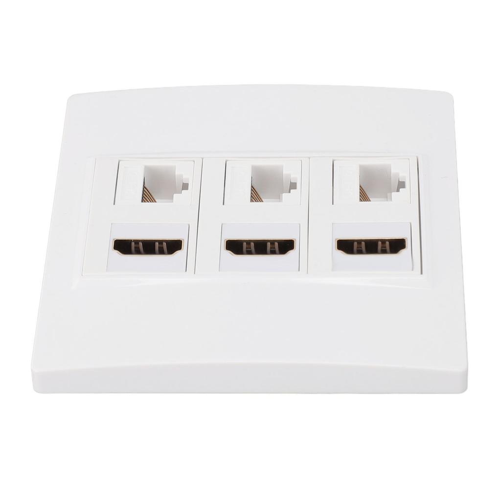 Cat6 HD Multimedia Interface Wall Plate Professional Gigabit 4K HD 6 Port Wall Plate for Computer TV Hard Disk Projector