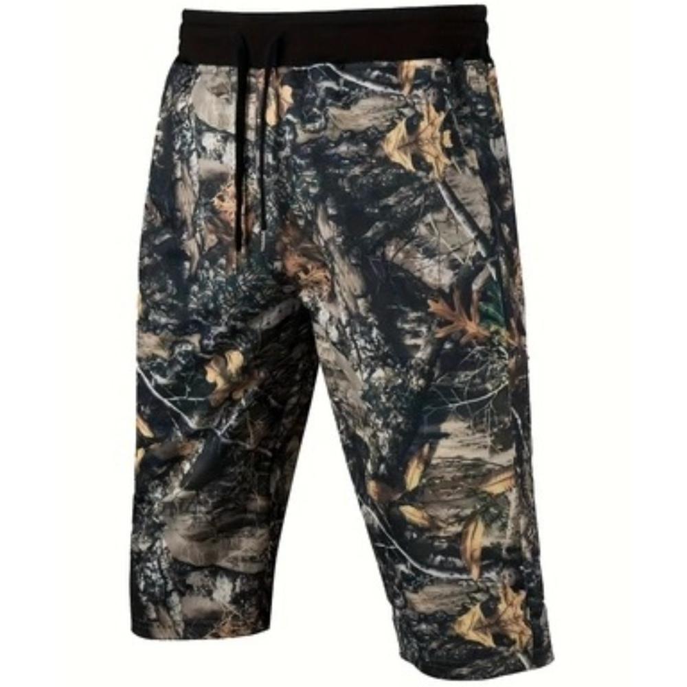 

Мужские шорты с камуфляжным принтом и карманами, повседневные шорты с эластичной резинкой на талии и шнурком на лето M