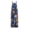 Wide Leg Overalls For Women Casual Loose Sleeveless Jumpsuits Retro Print Button Long Pant Romper Jumpsuit With Pockets
