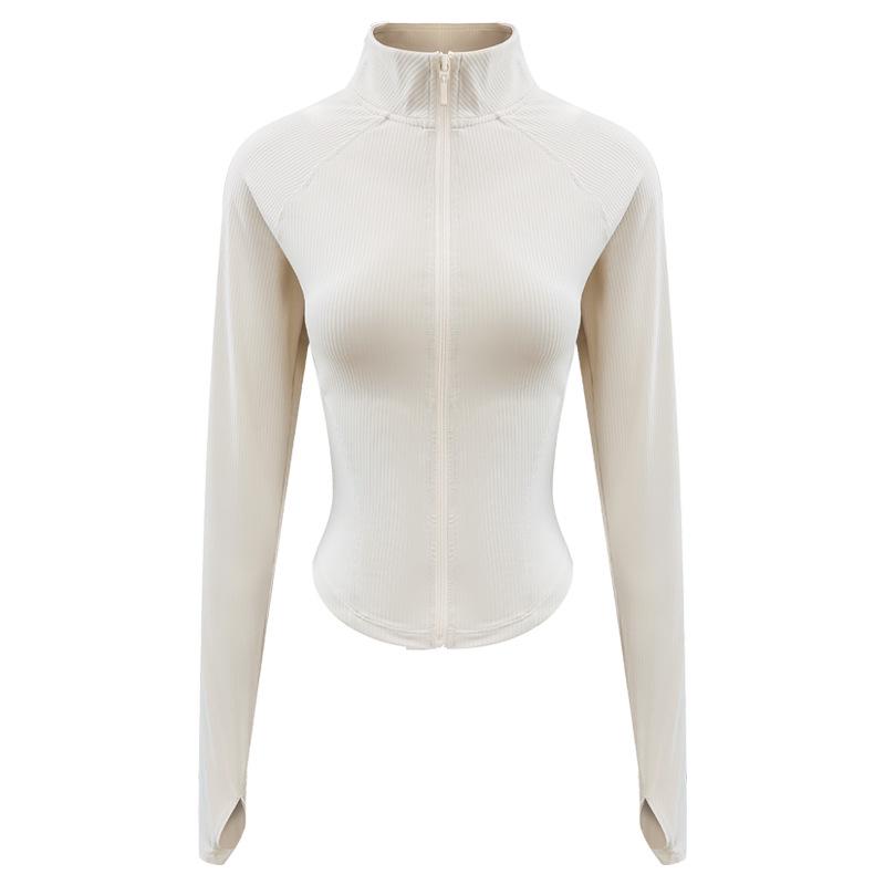Women's Slim Fit Stand Collar Long Sleeve Yoga Jacket - New Style Sports Cardigan for Running and Outdoor Fitness