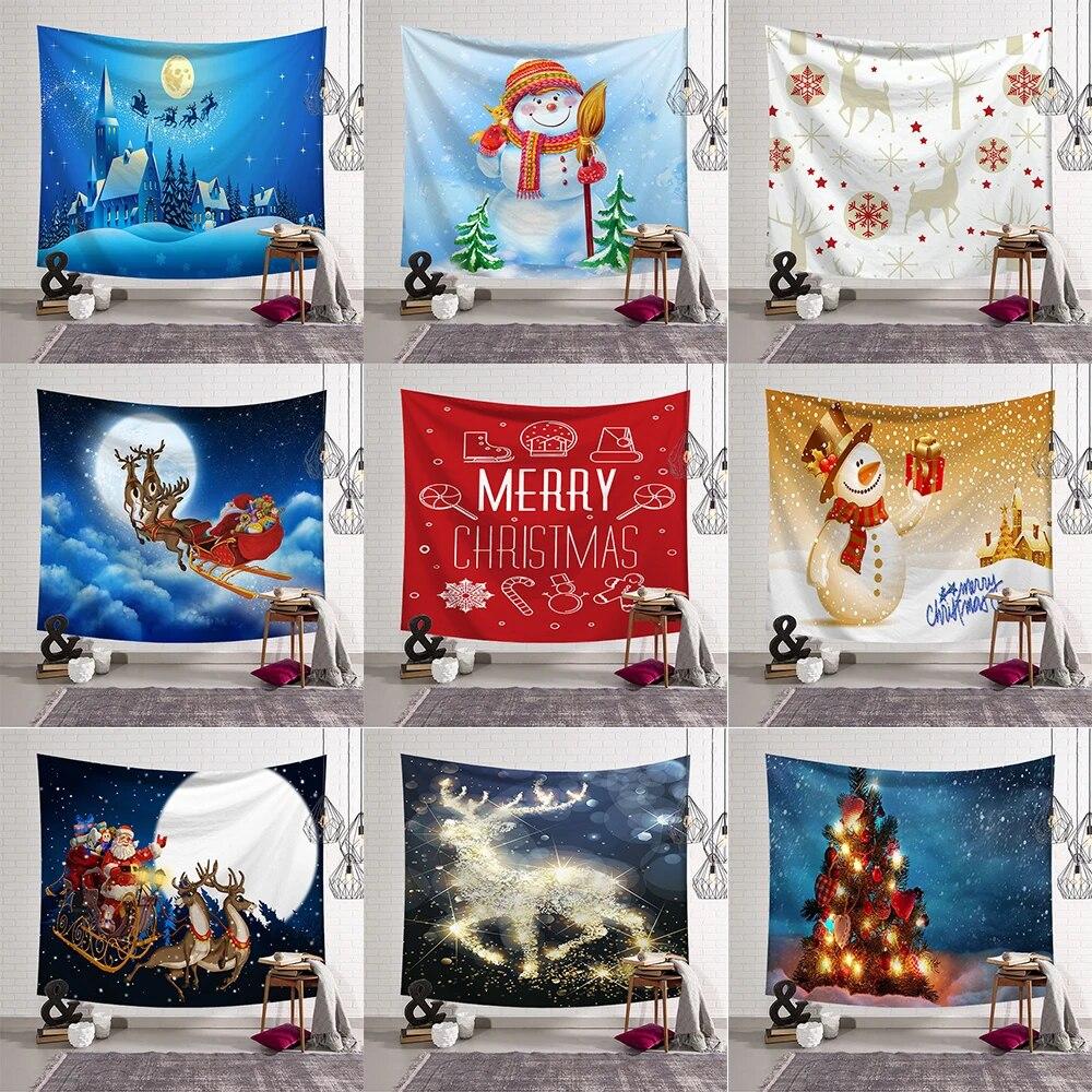 

Merry Christmas tree print pattern tapestry home living room bedroom room wall decoration background cloth tapestry