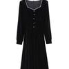 French Elegance Hepburn-Style Velvet Dress 2025: Autumn/Winter Waist-Cinching Slim Fit