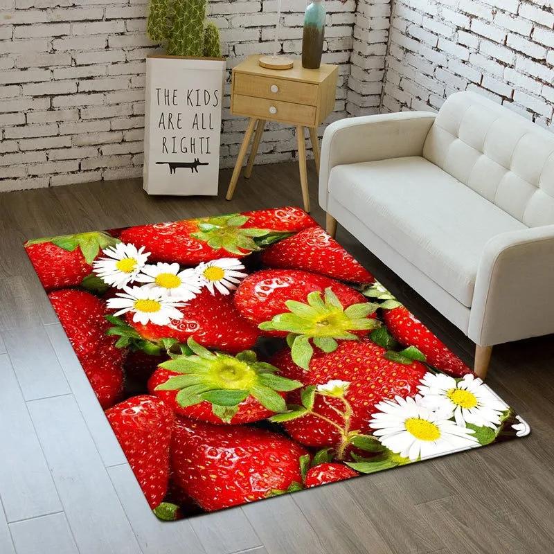 Strawberry Series Carpet for Living Room Decoration Home Sofa Coffee Table Area Rugs Non Slip Bedroom Hallway Floor Mat Washable