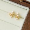 Light Luxury Simple Small Fragrant Style Bow Pearl Stud Earrings Daily Commuting Fashion Temperament High-End Earrings