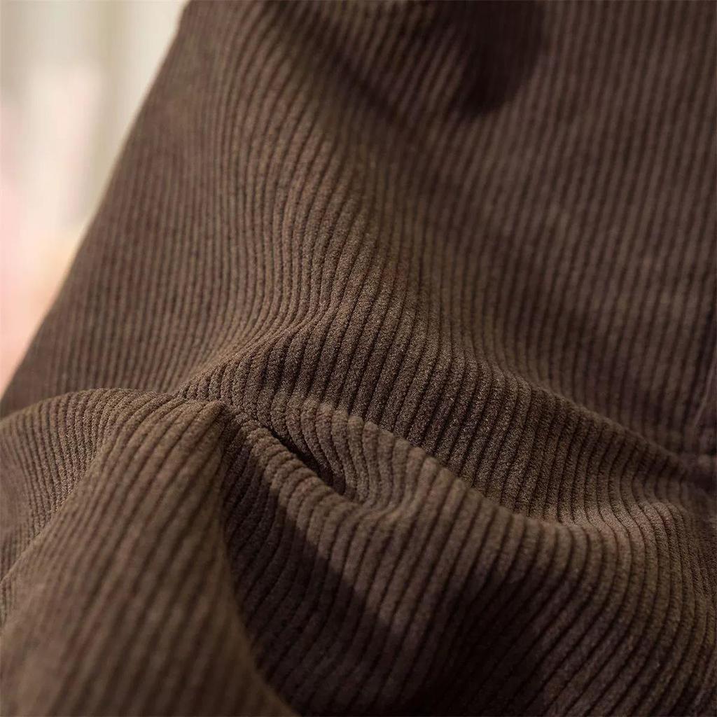 Plus Size Black Corduroy A-Line Midi Skirt for Autumn/Winter - Slimming, Versatile, and Bodycon Women's Clothing