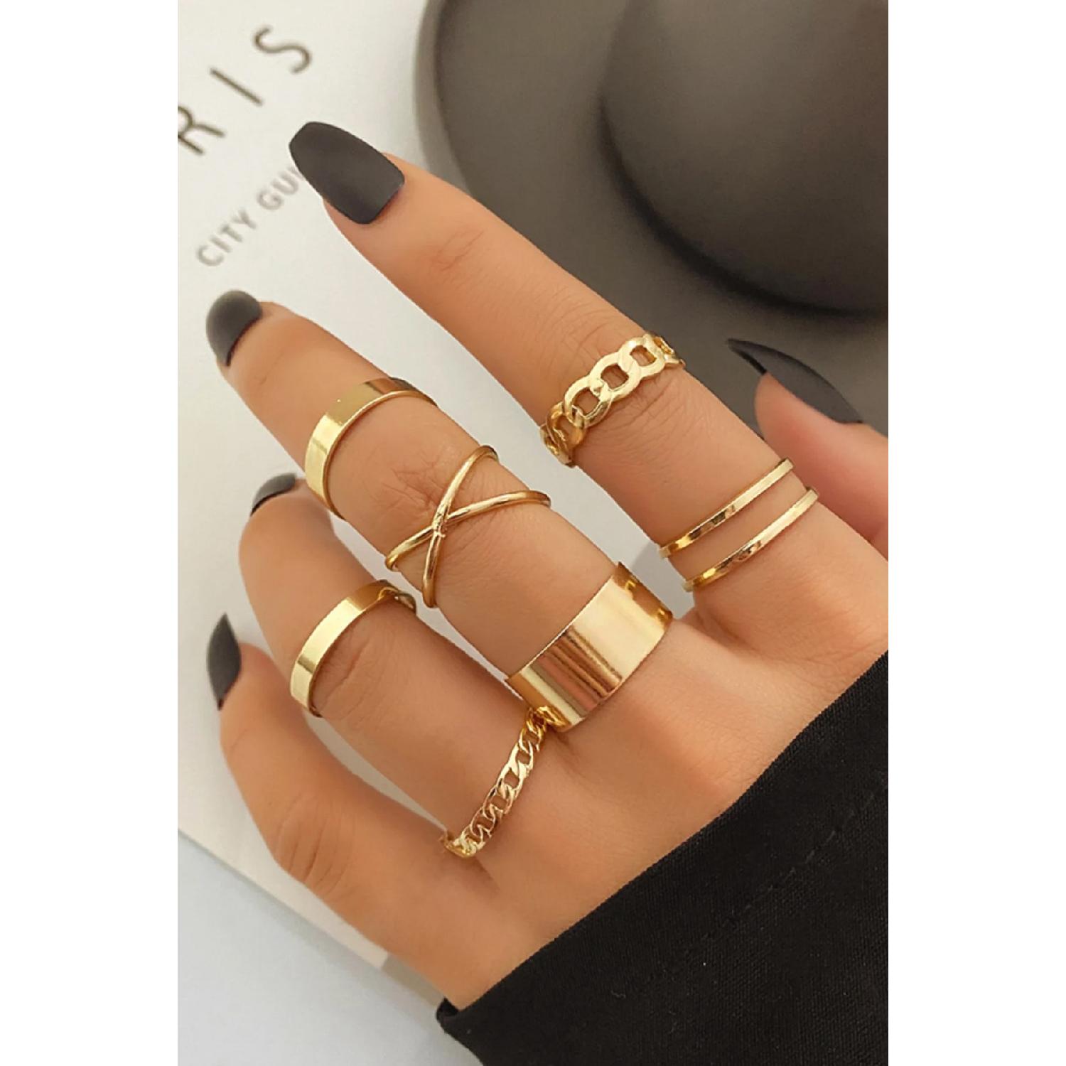 

Набор из 8 дизайнерских колец цвета золота 1536 (4 шт. можно регулировать)