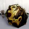 1pc Horse Sunflowers Automatic Opening/Closing Umbrella with Operation & Windproof Canopy yy260311022