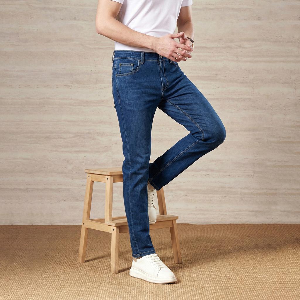 Men's Straight Leg Jeans with Lyocell & Mulberry Silk