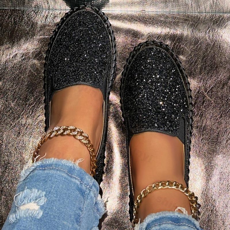 Women Flats Luxury Bling Rhinestone Sewing Platform Loafers Ladies Fashion Comfort Thick Sole Slip On Casual Shoes Zapatos Mujer