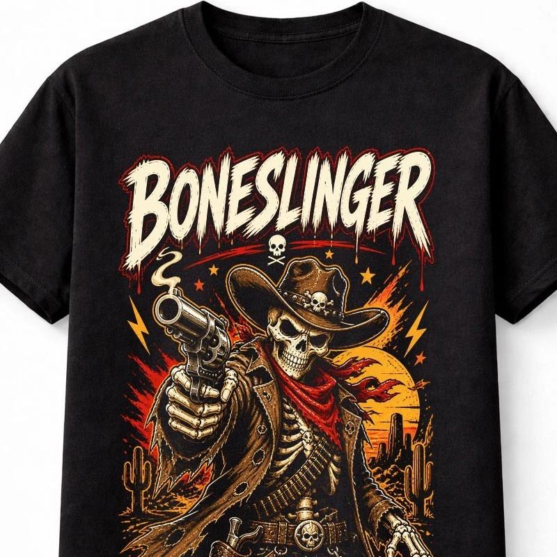 Boneslinger Skeleton Cowboy Western Horror Unisex TShirt S