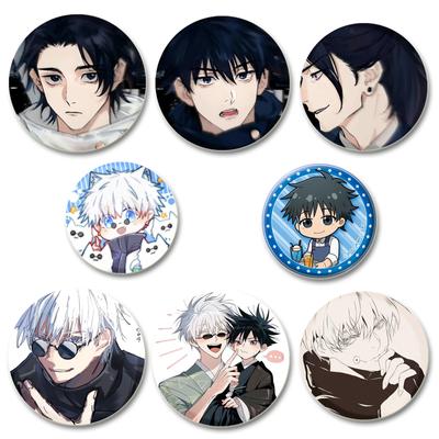32/44/58mm Anime Jujutsu Kaisen HD Print Brosche Anime Abzeichen Zeichentrickfigur Gojo Satoru Yuji Itadori Runde Display Anstecknadeln Schmuck Geschenke