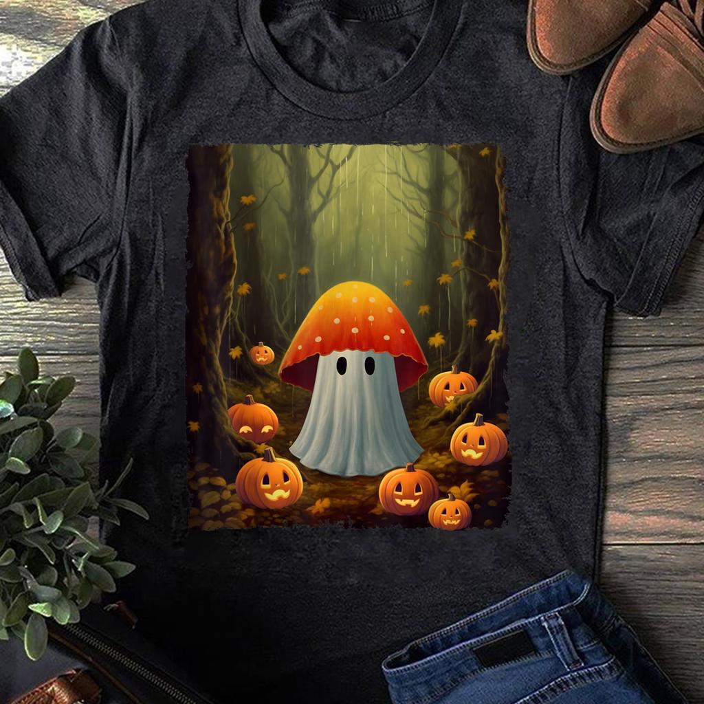 Mushroom Ghost Halloween T-Shirt: Spooky Forest Tee