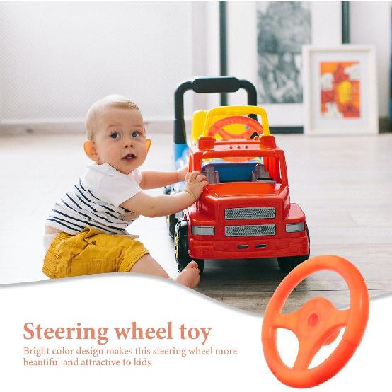 Universal Orange Plastic Steering Wheel Toy for Kids, Compatible with Rocking Cars, Bumper Cars, Go-Karts, Easy To Install, 6.49 Inch, Essential