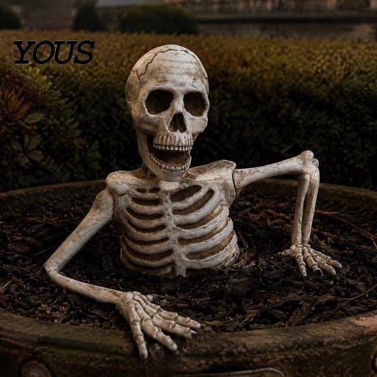 Adjustable Skeleton Hands for Garden Halloween Half Body Yard Sign with Arms, Weatherproof Plastic Arm Stakes Skull Lawn Decoration