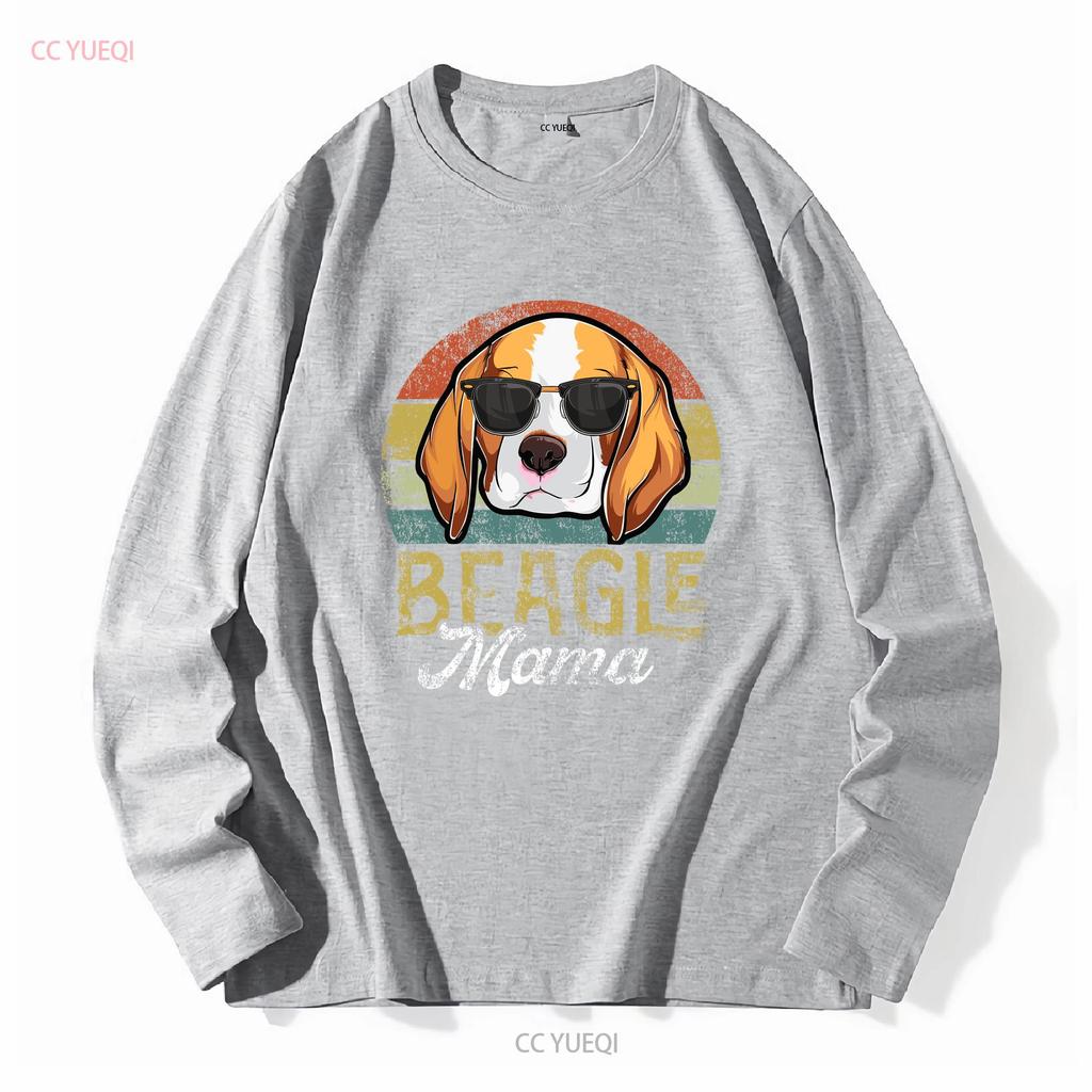 Retro Beagle Mama T Shirt Women Mothers Day Dog Mom S 3XL long sleeves vintage Washed Versatile Stretched Comfortable Casual