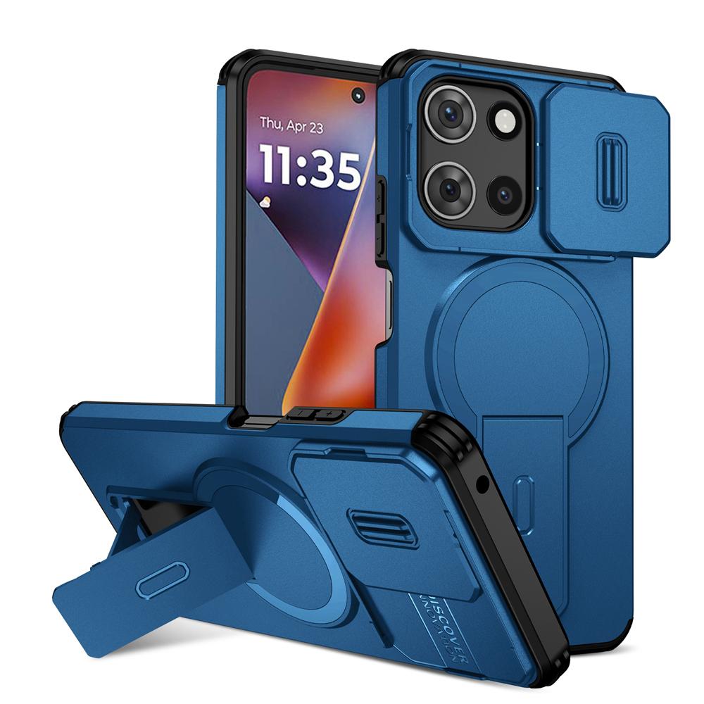 KEYSION Shockproof Armor Magnetic Case for Motorola MOTO G 5G 2025 Slide Camera Protection Kickstand Phone Cover for Edge 2025