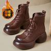 Retro soft leather platform single boots women's 2025 autumn and winter new short fashion boots British Martin boots thick heel women's boots