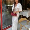 women's Floral Print V Neck Flutter Short Sleeve High Waist Bodycon Mermaid Maxi Dress