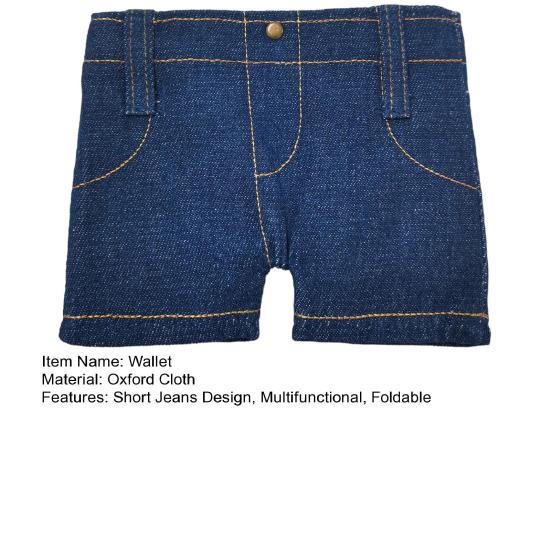 Faltbare Kurze Jeans Geldbörse Retro Jeans Kartenetui Bargeld Münzbörse mit Mehreren Kartenfächern Fächern Geschenk für Männer Frauen