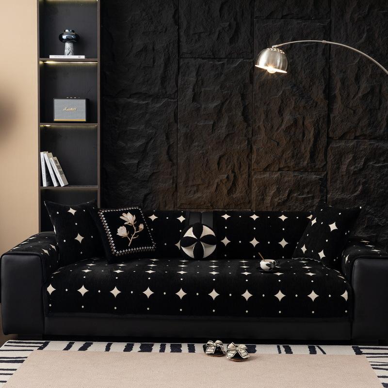 New Straight-Row Sofa Cushion, Light Luxury And High-End Sense, All-Season Non-Slip Leather Seat Cushion Cover, Towel Cover Cloth