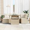 Ensemble de Sofa de Jardin de 7 pièces vidaXL avec Coussins Beige Poly Rattan, Sofa de Jardin 2 Places vidaXL avec Rangement 3357594