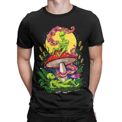 Champignons Magiques Aliens Graphique Drôle T-shirt 100% Coton Hauts Pour Hommes