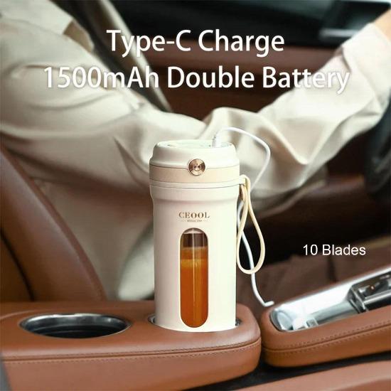 10 čepelí Přenosný elektrický mixér na džus 350 ml Mixéry na ovoce USB dobíjecí Pohár na smoothie Mini odšťavňovač Výrobník džusu