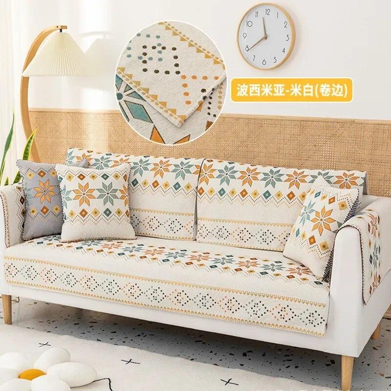 Printed Sofa Cover Four Seasons Universal Chenille Non-Slip Backrest Cover Living Room Sofa Cushion Towel Home Decoration Cover