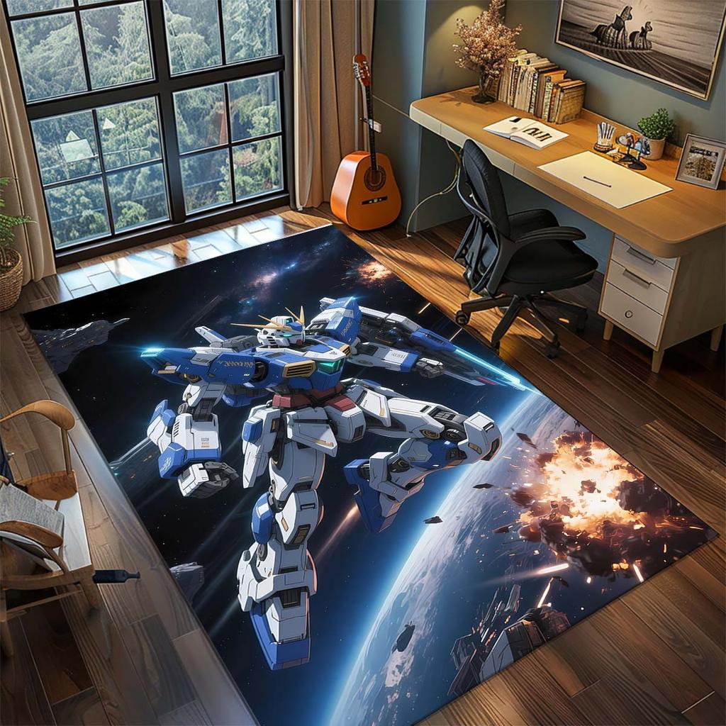 Gundam Anime Mecha Robot Rug Carpet Large Area Rug Non Slip Washable Floor Mat Gamer Room Bedroom Home Decor
