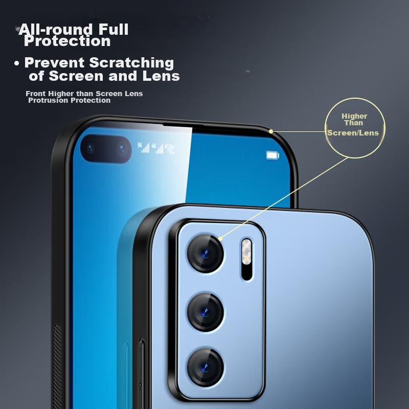 Huawei P40 Phone Case, P40 Protective Cover, AG Frosted Lens Integrated Full Protection Shockproof Soft Case, HUAWEI Simplen, Outer, Sapphire Blue