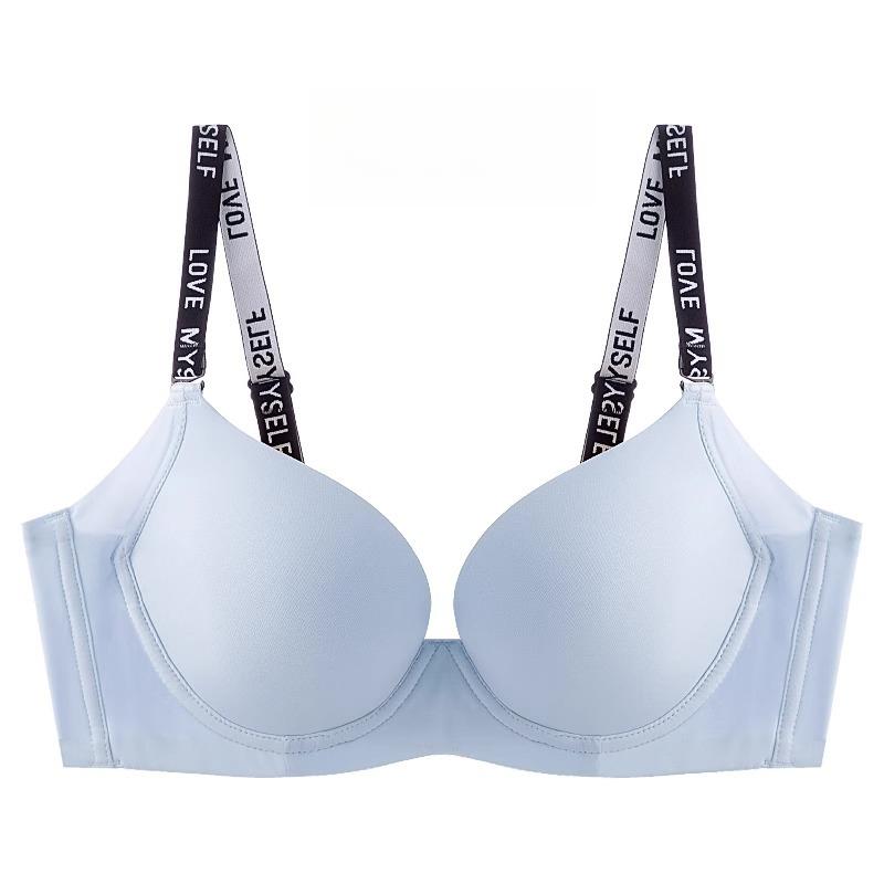 

Бесшовное нижнее белье для женщин со стальными косточками, тонкий бюстгальтер пуш-ап, бюстгальтер полной чашки против провисания 40/90D синий