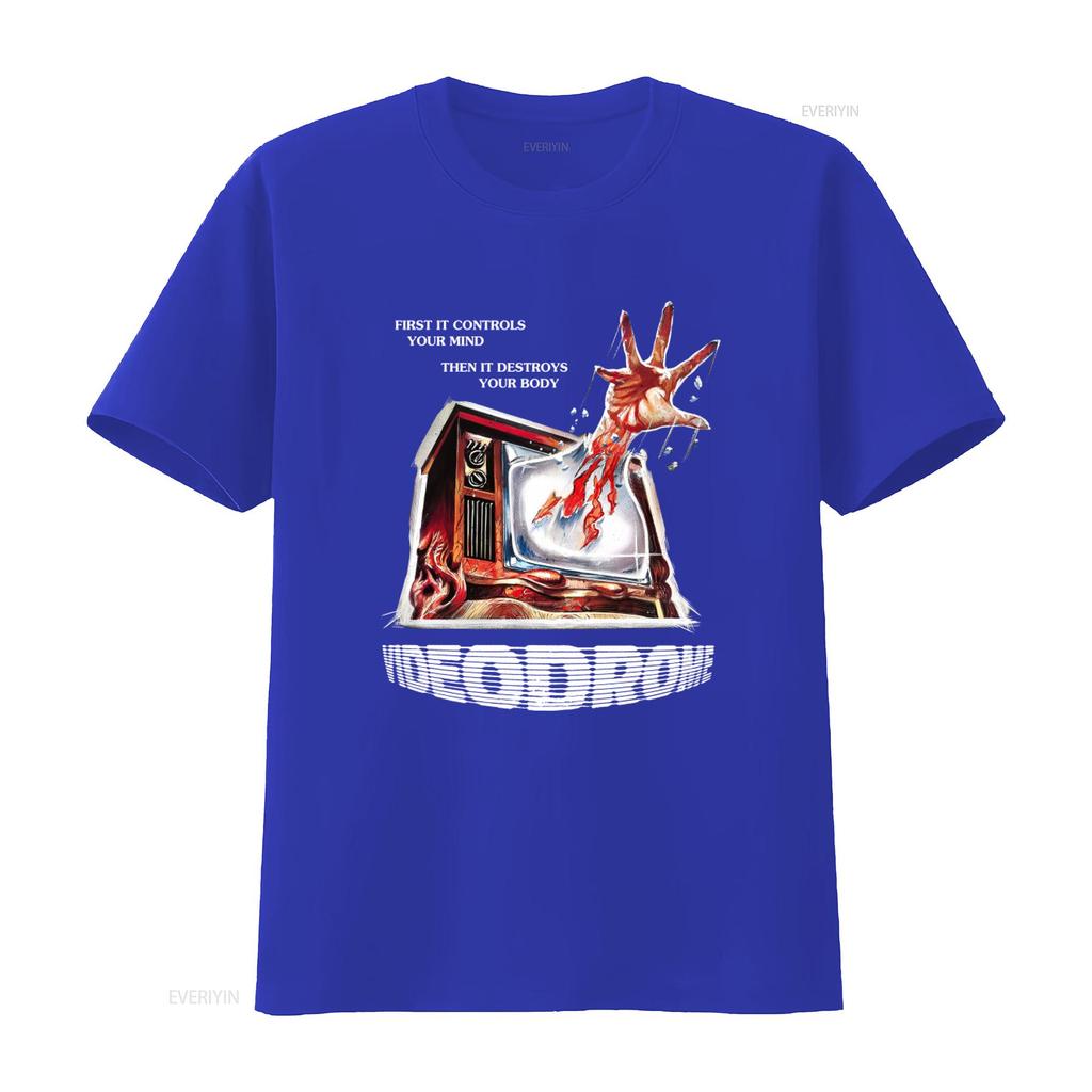 Videodrome Horrorfilm T-Shirt im Vintage-Stil mit gruseligem TV- und Hand-Design Perfekt für Fans vintage Gewaschene Mode für Herren