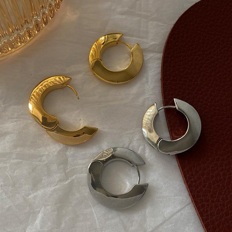 Geometric, neted, rotund, atmosferă ușoară, bijuterii de lux pentru ureche, inel plat simplu, inel simplu, cataramă pentru ureche