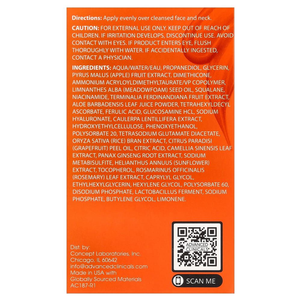 Advanced Clinicals Vitamin C Aufhellende Gel-Creme, 59ml (2 fl oz)