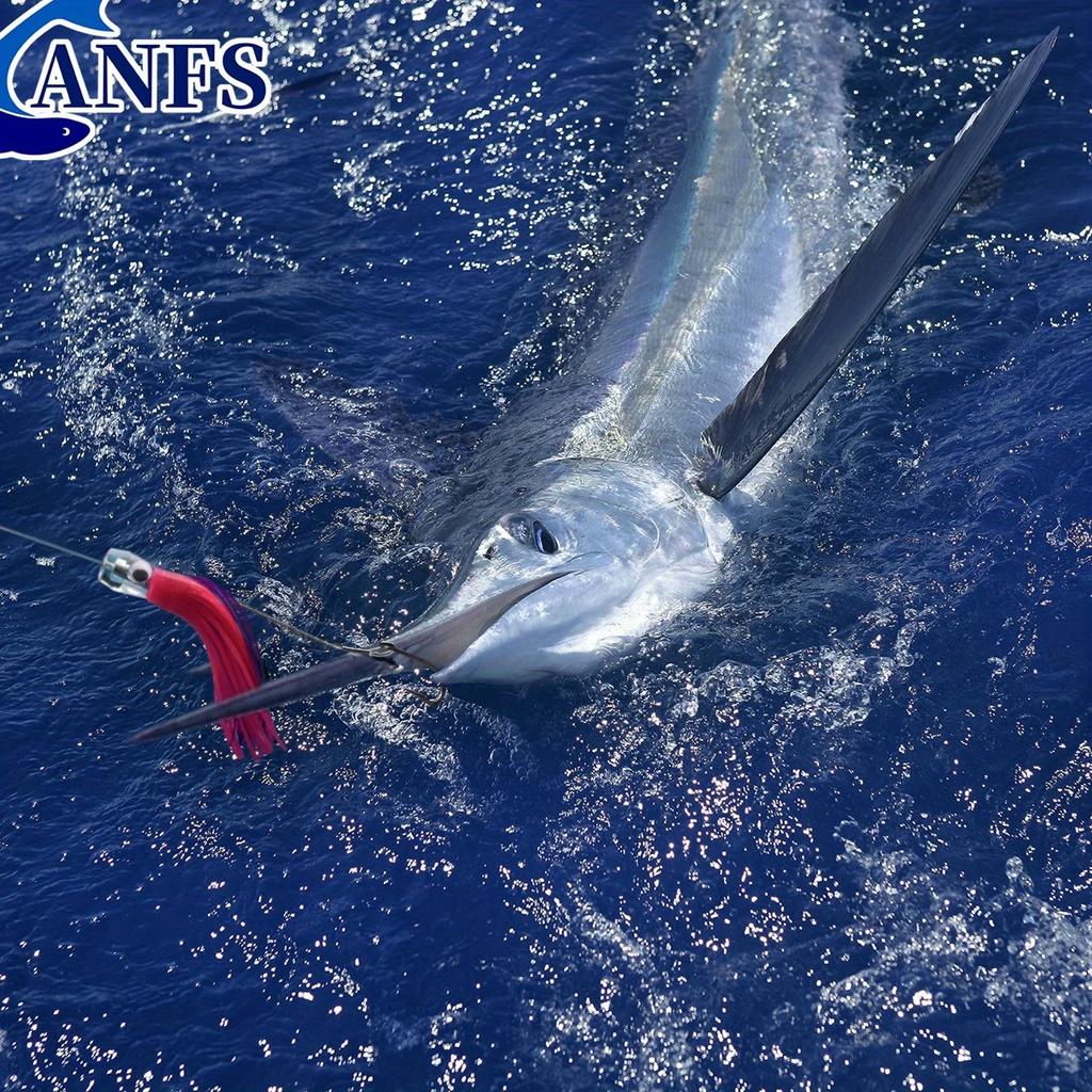 1pc/6pcs 6”/9 “ Acrylic Head Skirted Offshore Big Game Trolling Lure for Redfin Tuna,Single Hook for Boating Fishing Sea Fishing