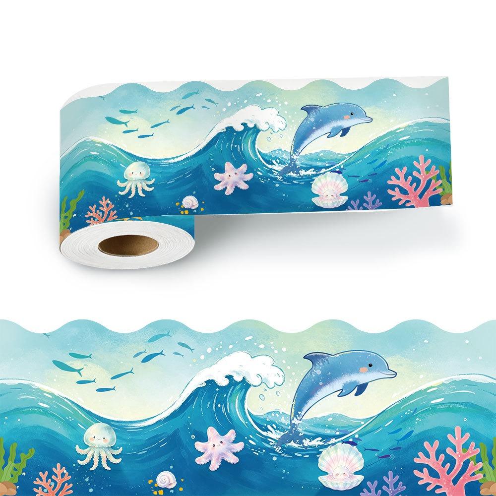 New Ocean/Sheep Bulletin Board Border 10m/Roll Scalloped Edge Border Trim Roll Cuttable Classroom Border Trim Classroom Decor