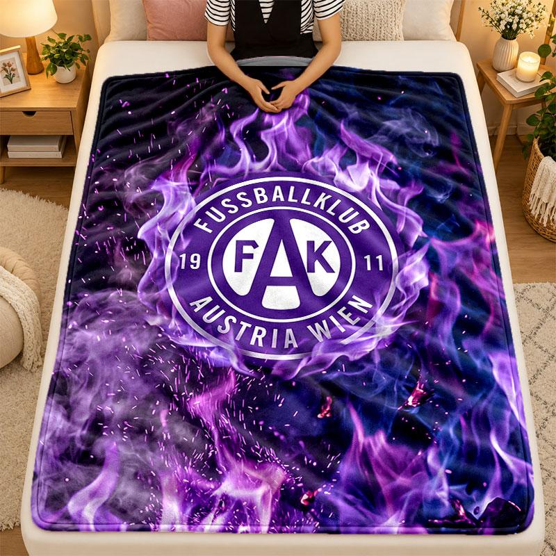 Flannel BlanketAustria Wien FC Warm Soft Throw Blanket for Indoor Sofa Bed Living Room Use