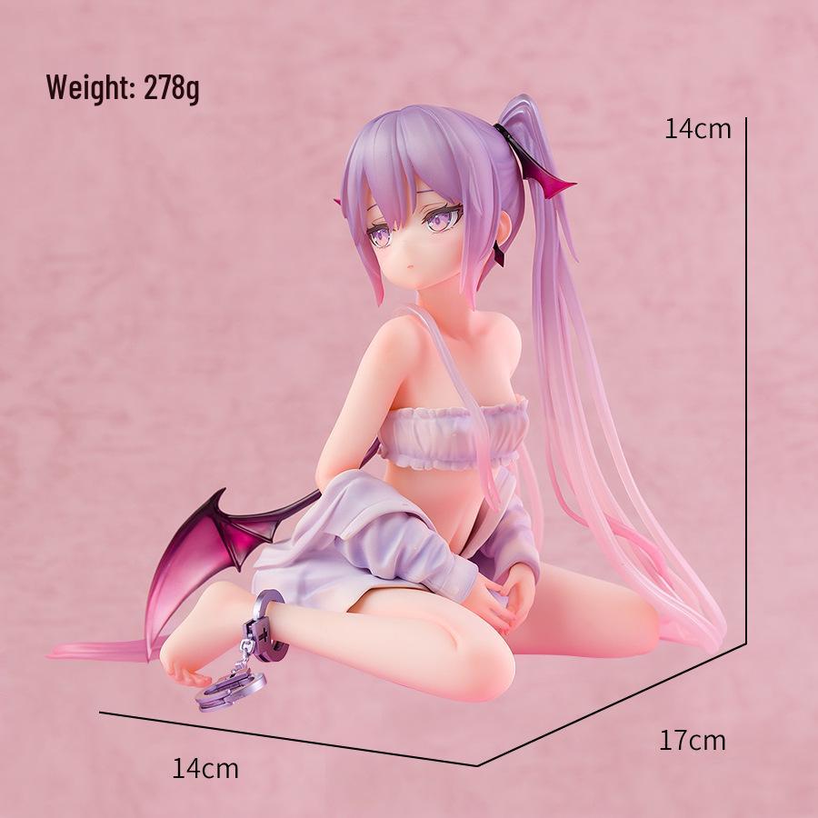 Pink Eve Sitting Pose Figure: Two-Dimensional Beautiful Girl Ornament Model