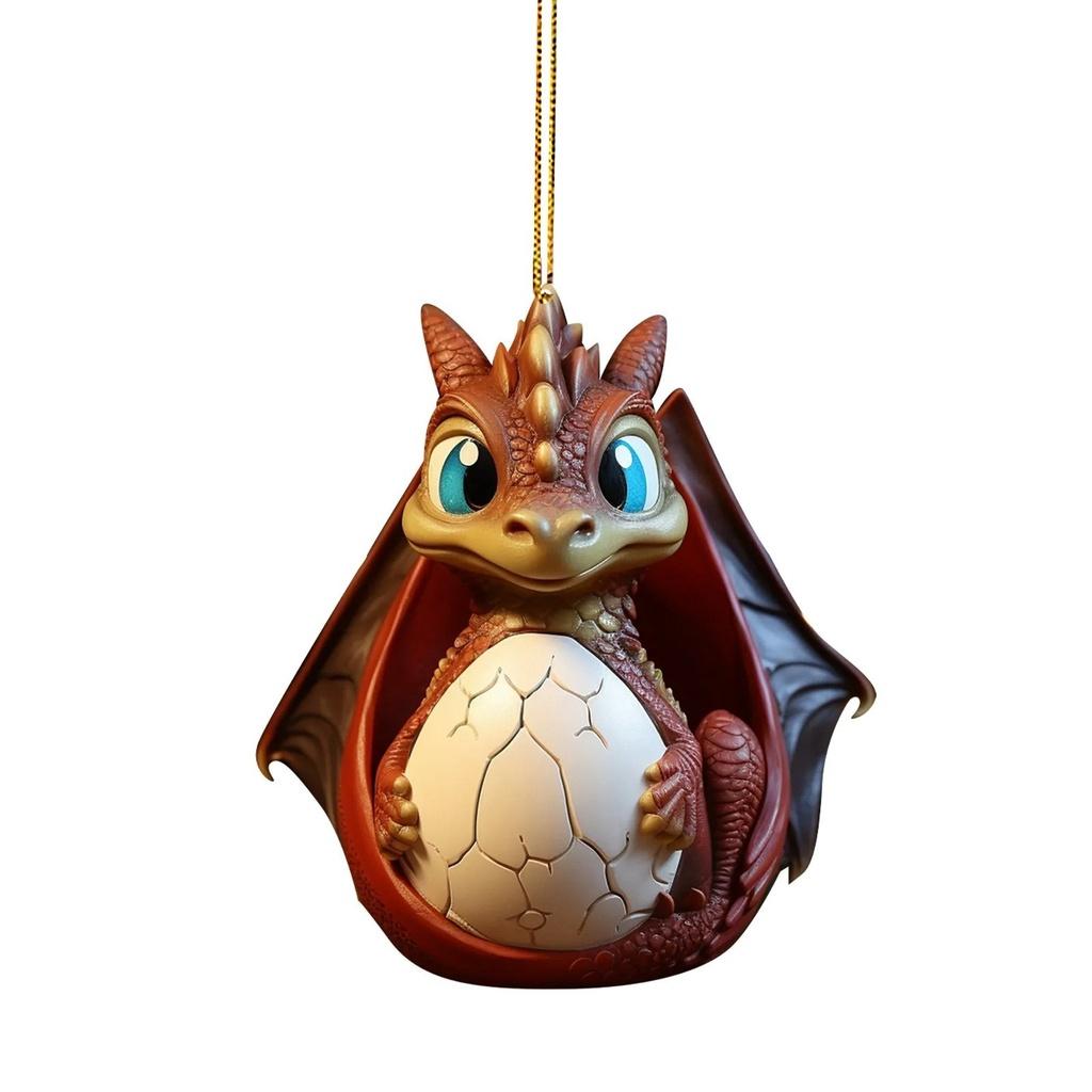 Cartoon Dragon Egg Car Hanging Decoration Christmas Tree Ornament Gift Acrylic/glass Material Cartoon Style Multiple Color Options Interior Car Decor
