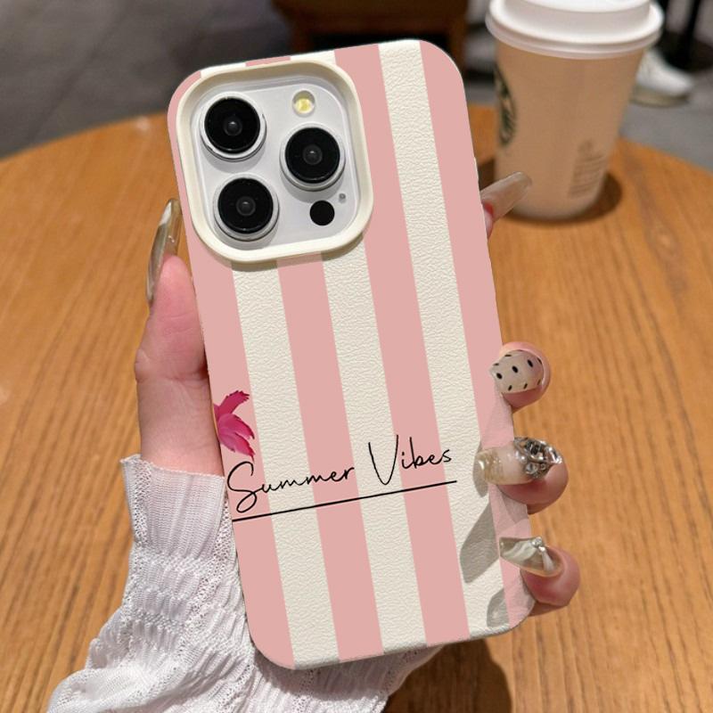 Pink Coconut Tree Striped Pattern Phone Case For Samsung Galaxy S25 S26 S24 S23 S22 S21 Plus Ultra S24 FE Shockproof Soft Cover