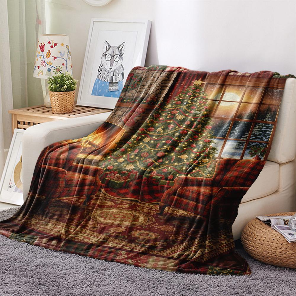 1 Adet Karikatür Baskılı Flanel Battaniye, Yüksek Kalite, Her Mevsim İçin Rahat, Ev Dekorasyonu, Sıcaklık ve Konfor, Noel Doğum Günü Hediyesi İçin Mükemmel