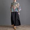 2026 Artistic Cotton Linen Plus Size Wide Leg Elastic Waist Culottes Skirt Pants for Women
