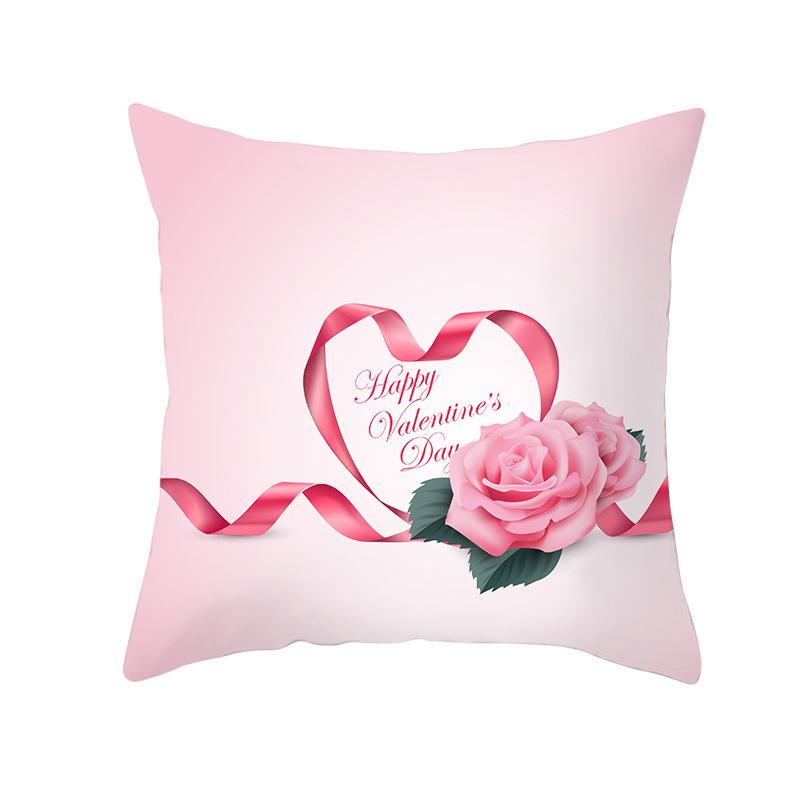 Pink Series Valentine's Day Peach Skin Pillowcase Home Sofa Cushion Cover Square Pillowcase