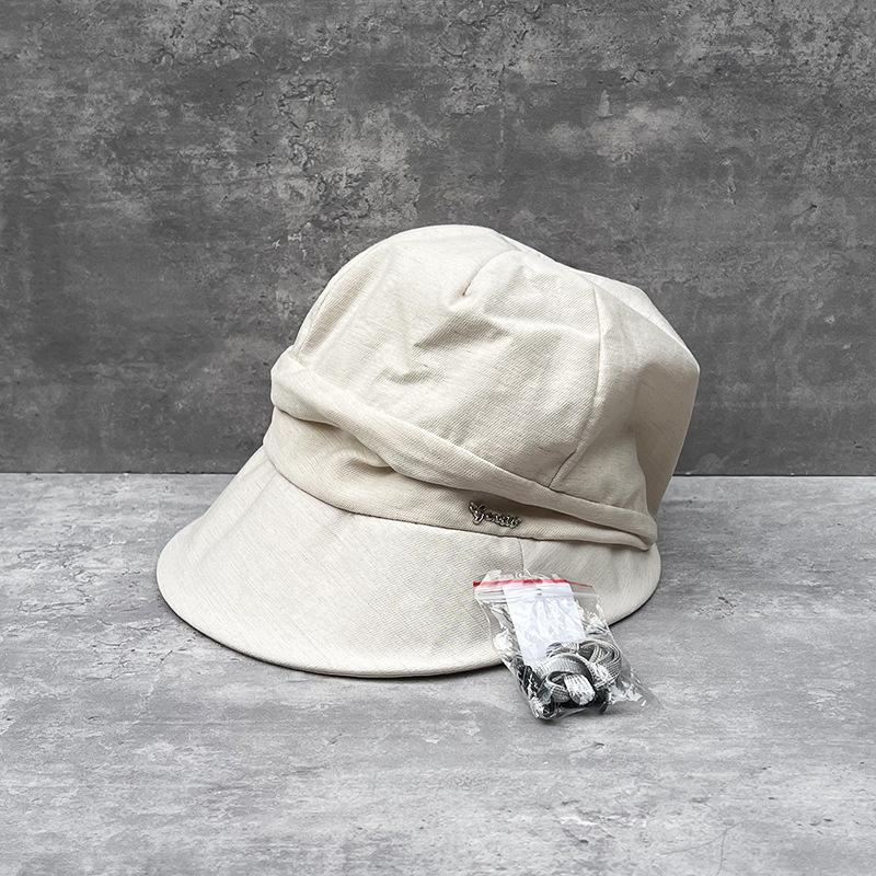 Летняя Солнцезащитная Шляпа с Большими Полями Женская Ультралегкая Дышащая Хлопково-Льняная Шляпа Рыбака Открывающая Лицо Маленькая Шляпа-Котелок M（56-58cm）