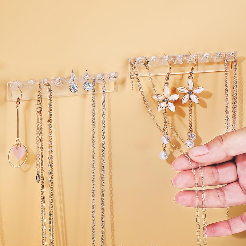 3-Piece Transparent Jewelry Wall Rack: 8-Hole Design for Earrings and Necklaces