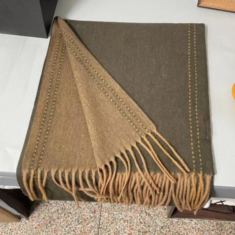 Outono Inverno Lã Engrossada Dupla Face Bloco de Cor Sólida Cachecol Franjado Para Homens E Mulheres Casal Estudantes Pequeno