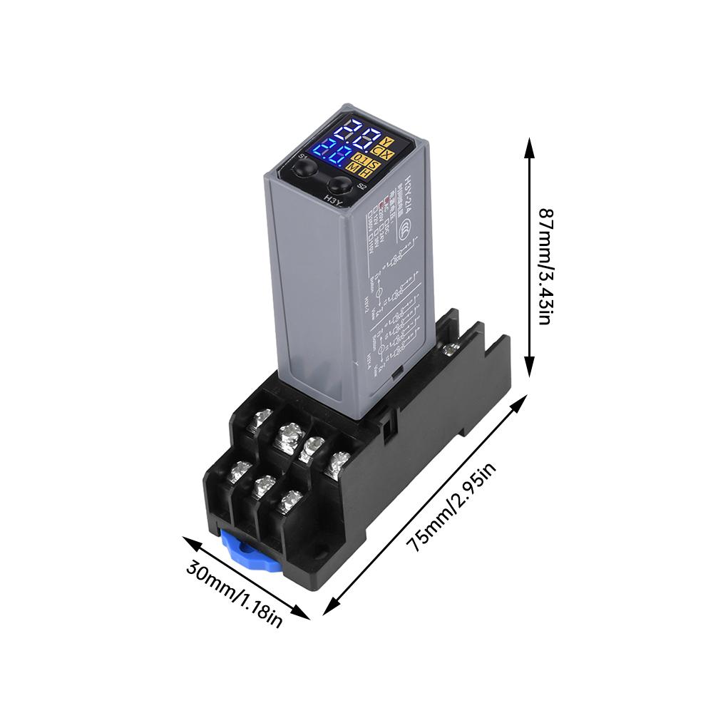 H3Y-2/4 Liquid Crystal Time Relay AC 220V DC 12V 24V Dual Time with Base Small Digital Display Cycle Time Control Delayer