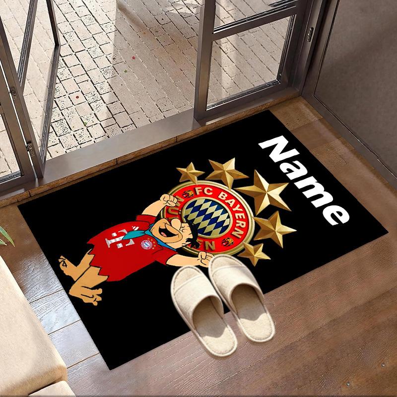 Custom Name Personalized FC Bayern Print Carpet, Versatile Home Decor Rug, for Playroom, Apartment, Balcony, Entryway, Hallway Gift